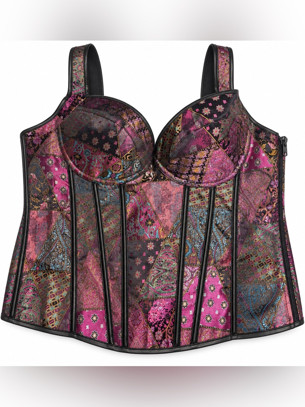 Victorian gothic Boho Jacquard Overbust Corset Top